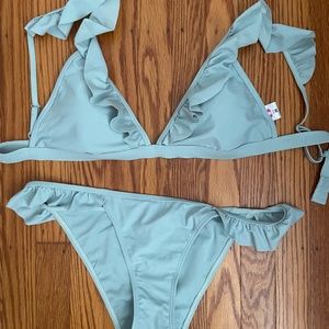 NWOT Light Green Floral Bikini